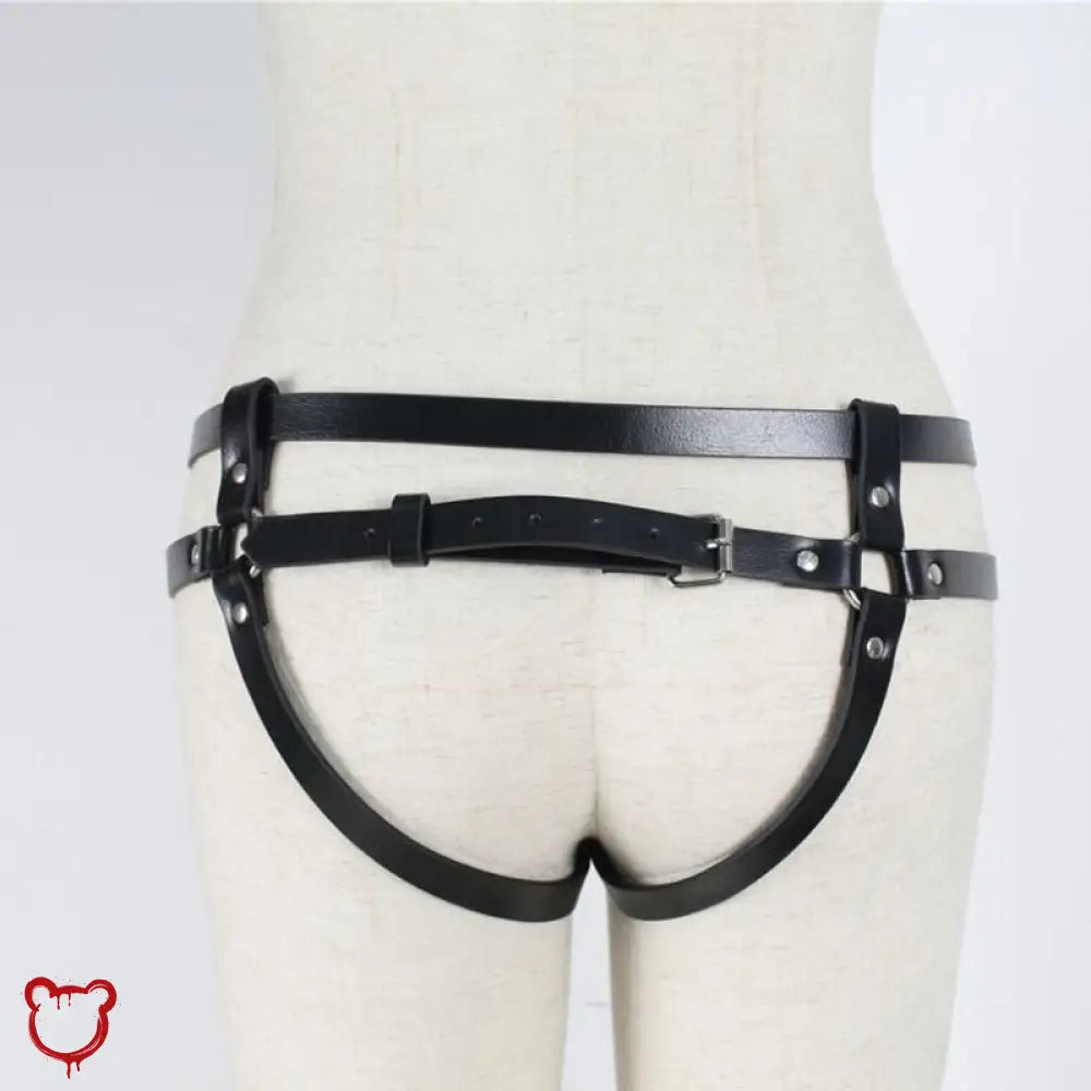 Black Pu Leather Harness Underwear - Intense Accessories