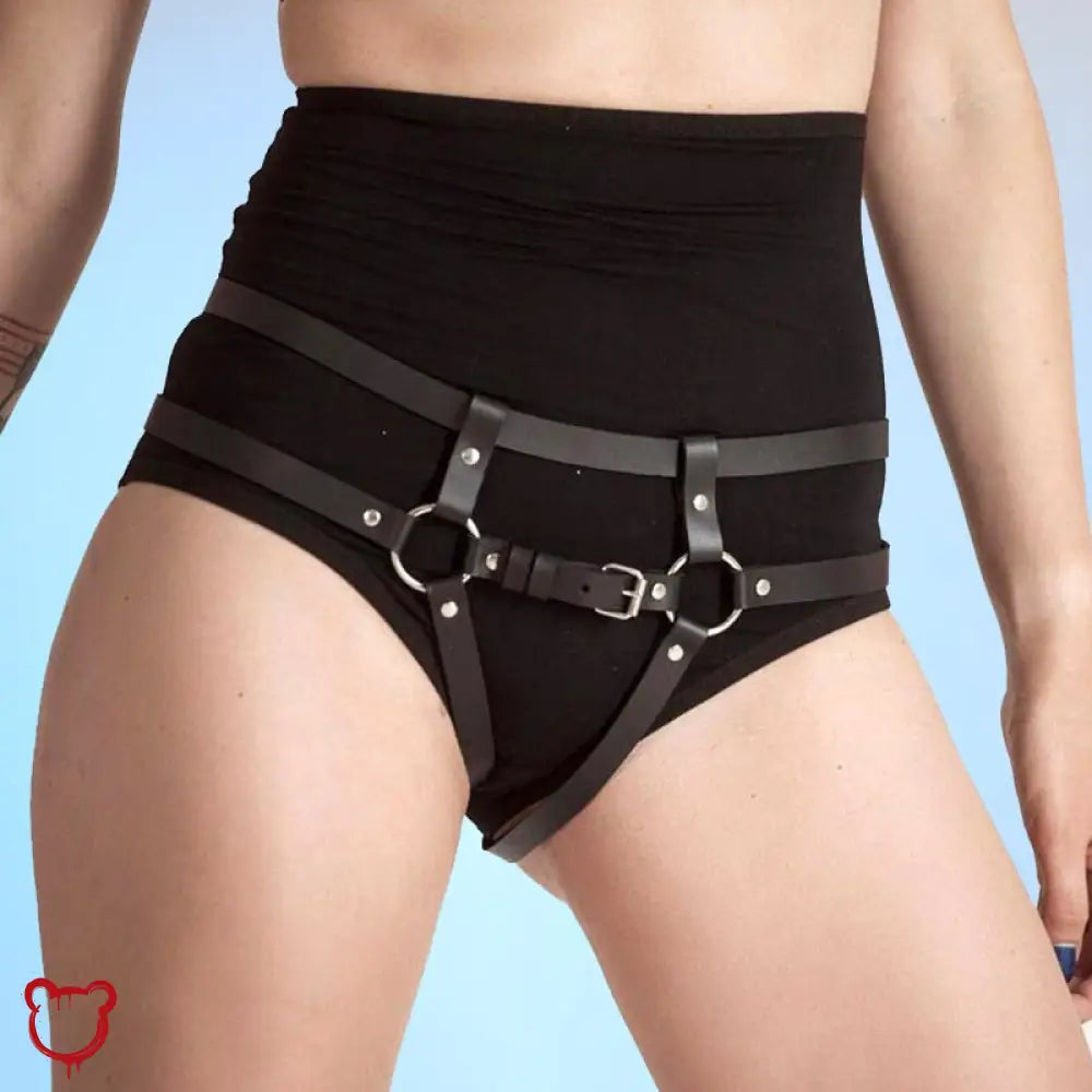 Black Pu Leather Harness Underwear - Intense Accessories