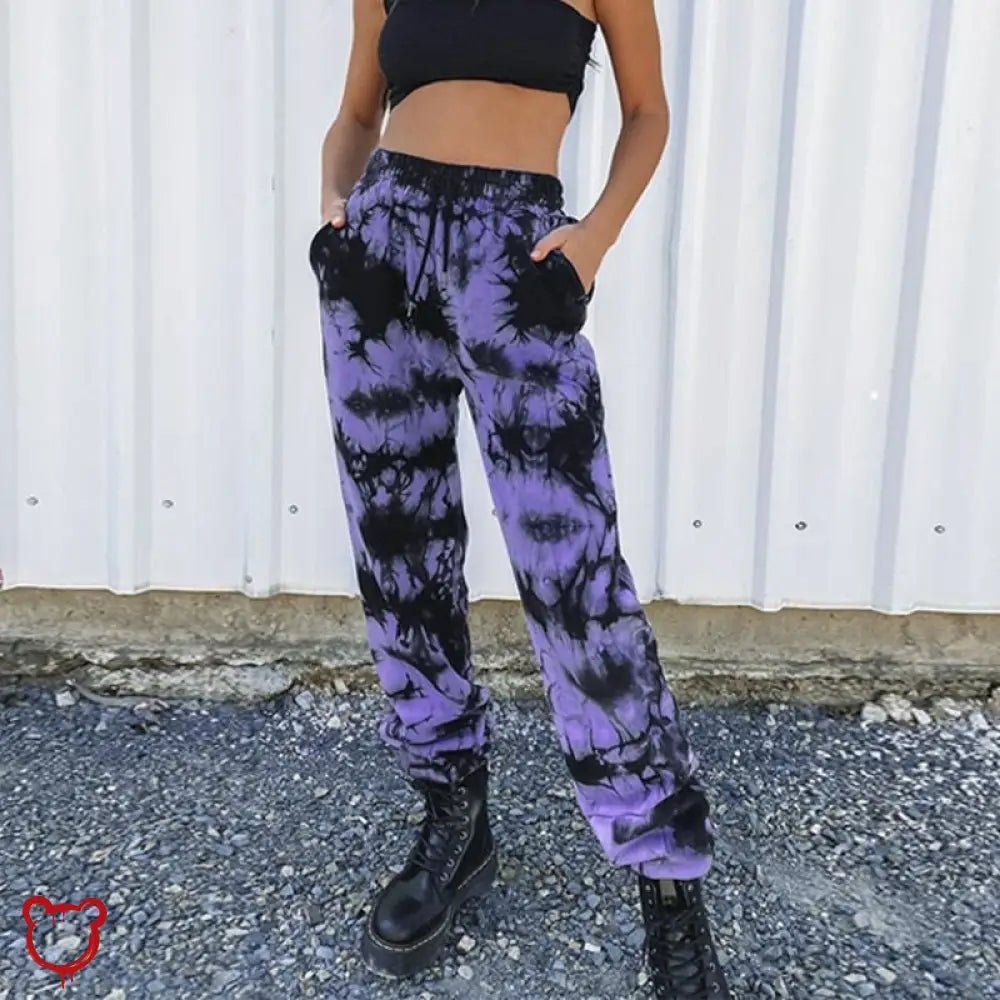 Black Purple Tie Dye Pants - The Cursed Closet
