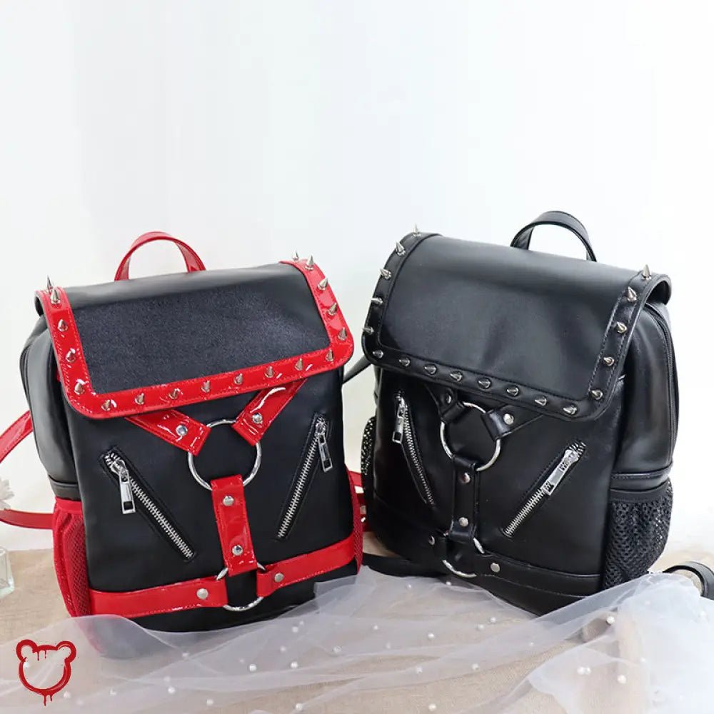 Black Red Gothic Rivet Backpack - The Cursed Closet