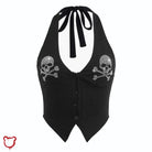 Black Rhinestone Skull Crop Top - The Cursed Closet