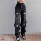 Black Ripped Denim Pants - The Cursed Closet