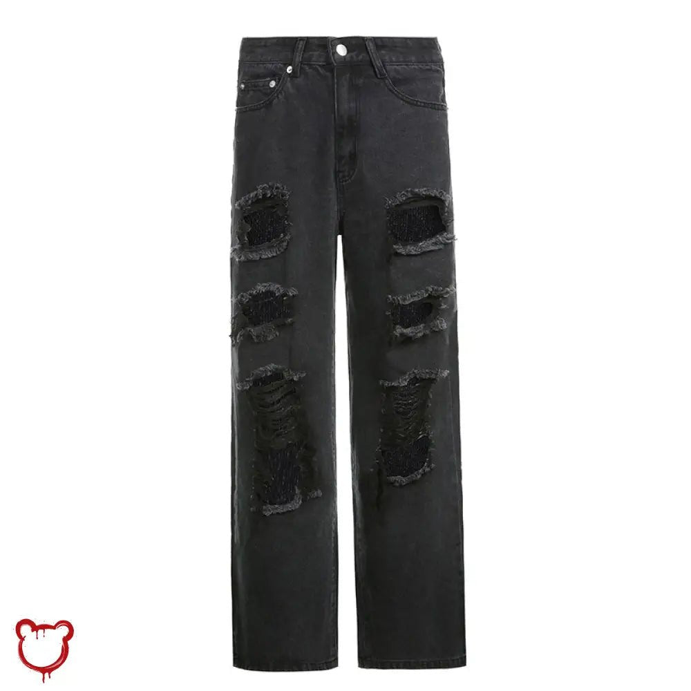 Black Ripped Denim Pants - The Cursed Closet