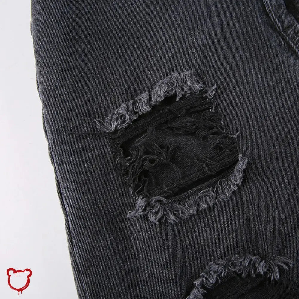 Black Ripped Denim Pants - The Cursed Closet