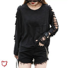 Black Ripped Oversized Alternative Top' - The Cursed Closet