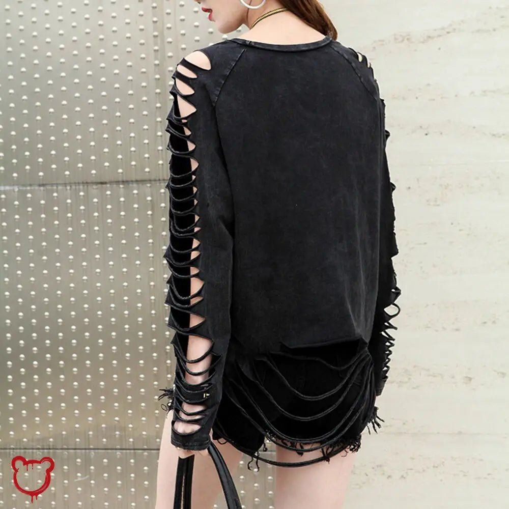 Black Ripped Oversized Alternative Top' - The Cursed Closet