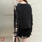 Black Ripped Oversized Alternative Top' - The Cursed Closet