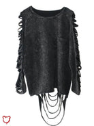 Black Ripped Oversized Alternative Top' - The Cursed Closet