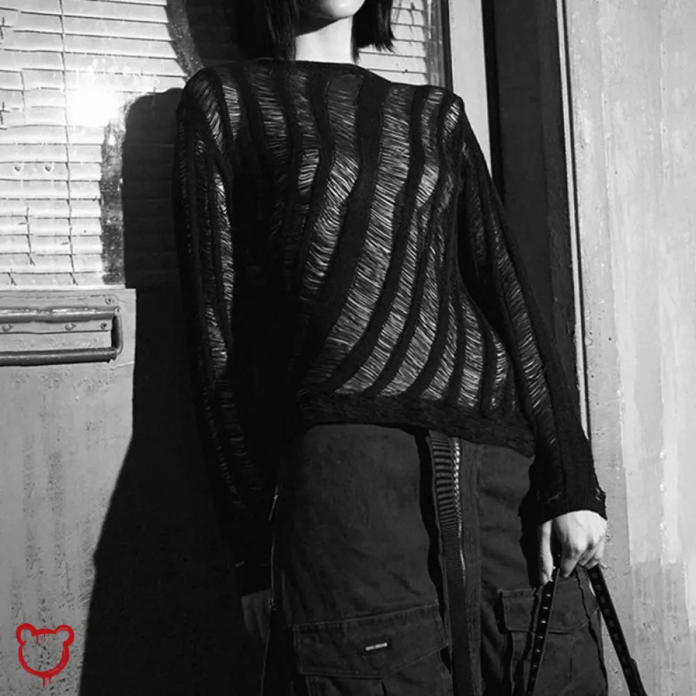 Black Ripped Sweater - The Cursed Closet