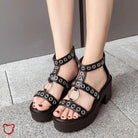 Black Rivet Faux Leather Platform - The Cursed Closet