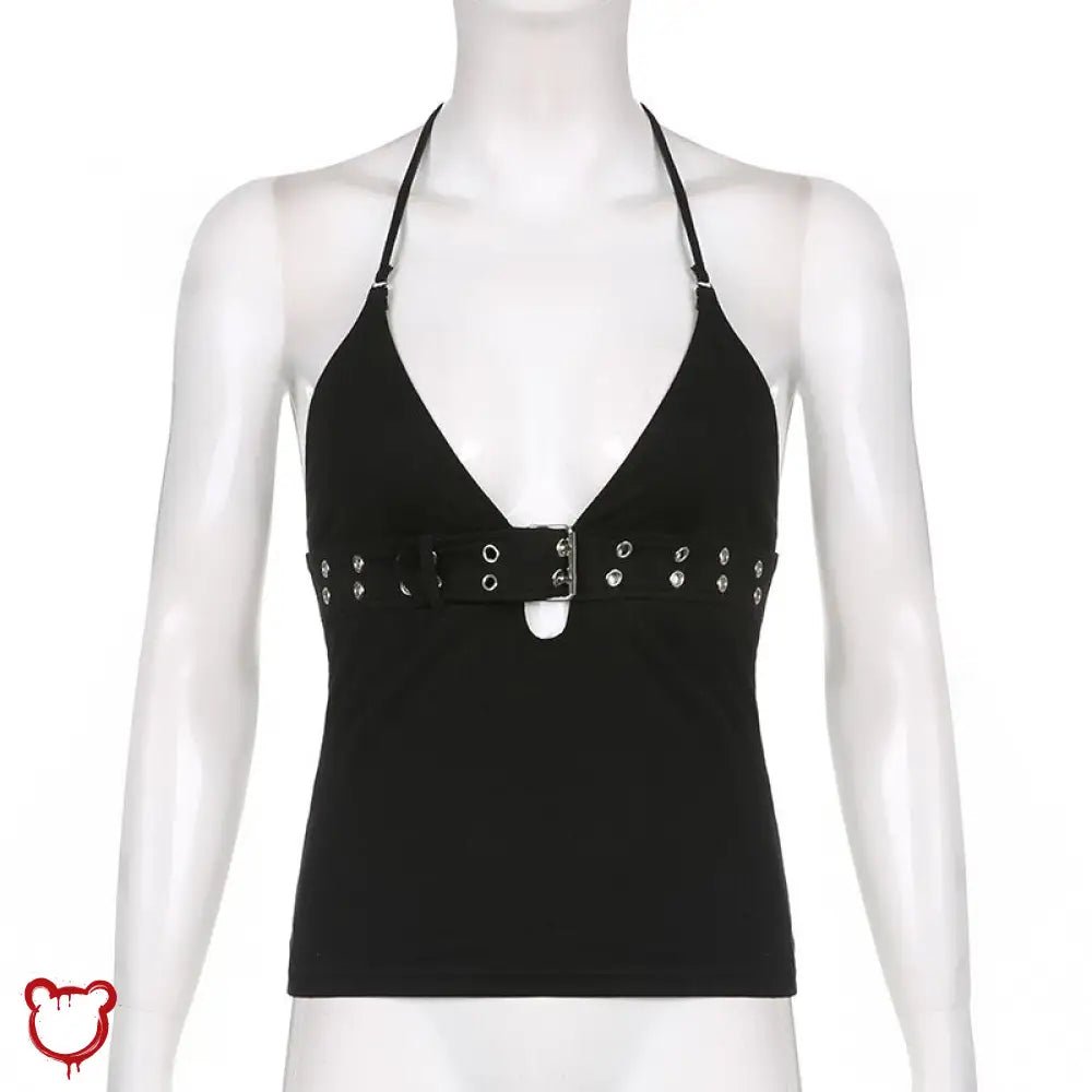Black Shadow Buckle Top - The Cursed Closet