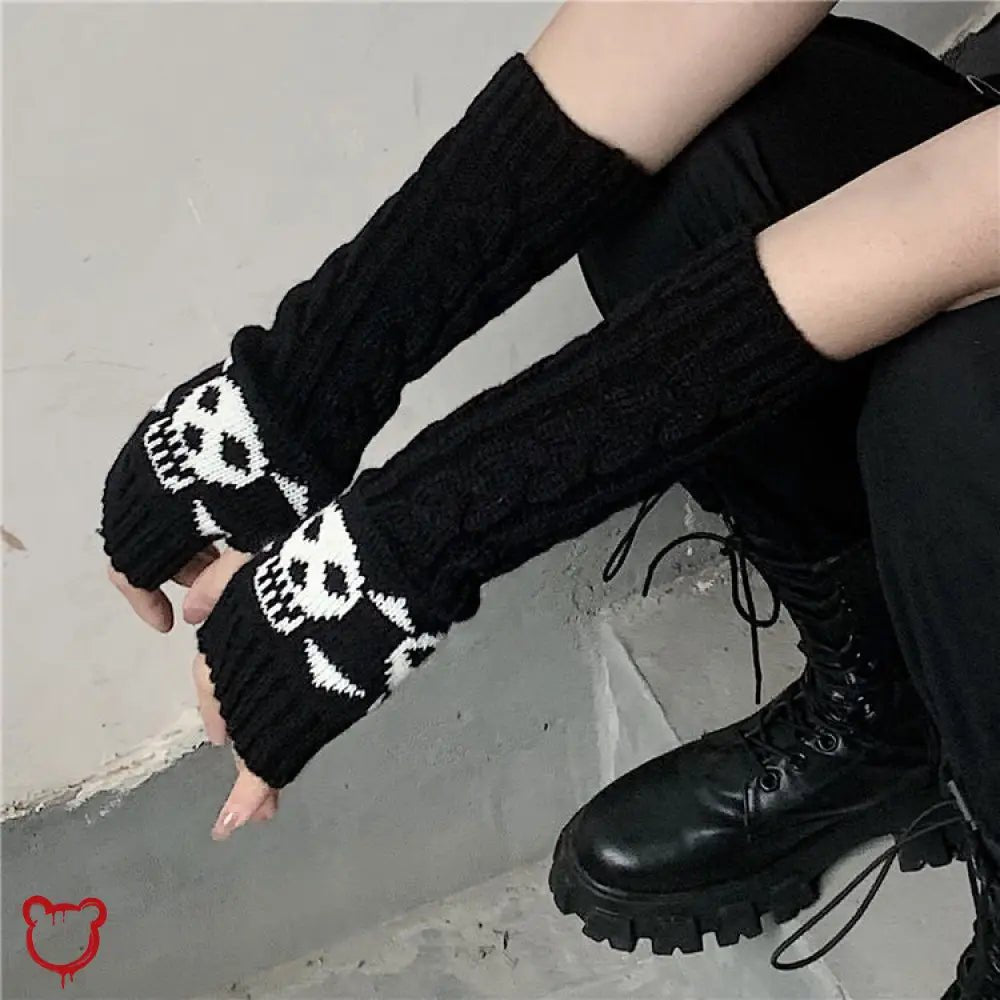 Black Skull Arm Warmers - The Cursed Closet