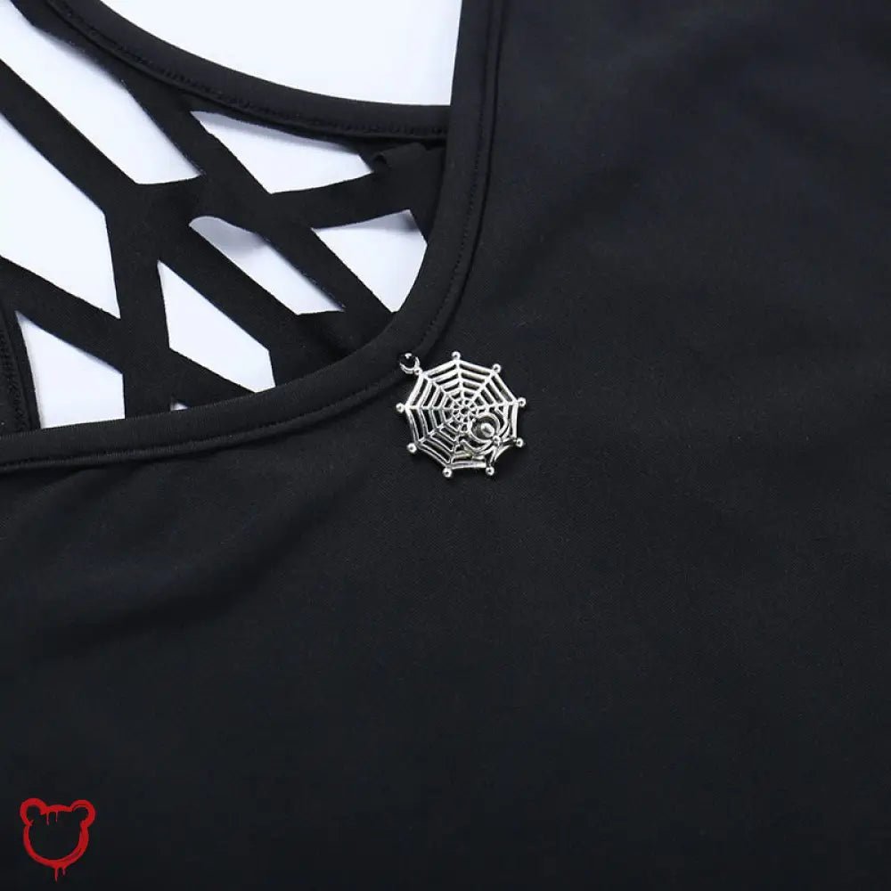 Black Spider Web Bodycon Dress - The Cursed Closet