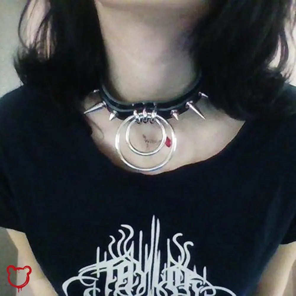 Black Spike Choker with Illusion - The Cursed Closet