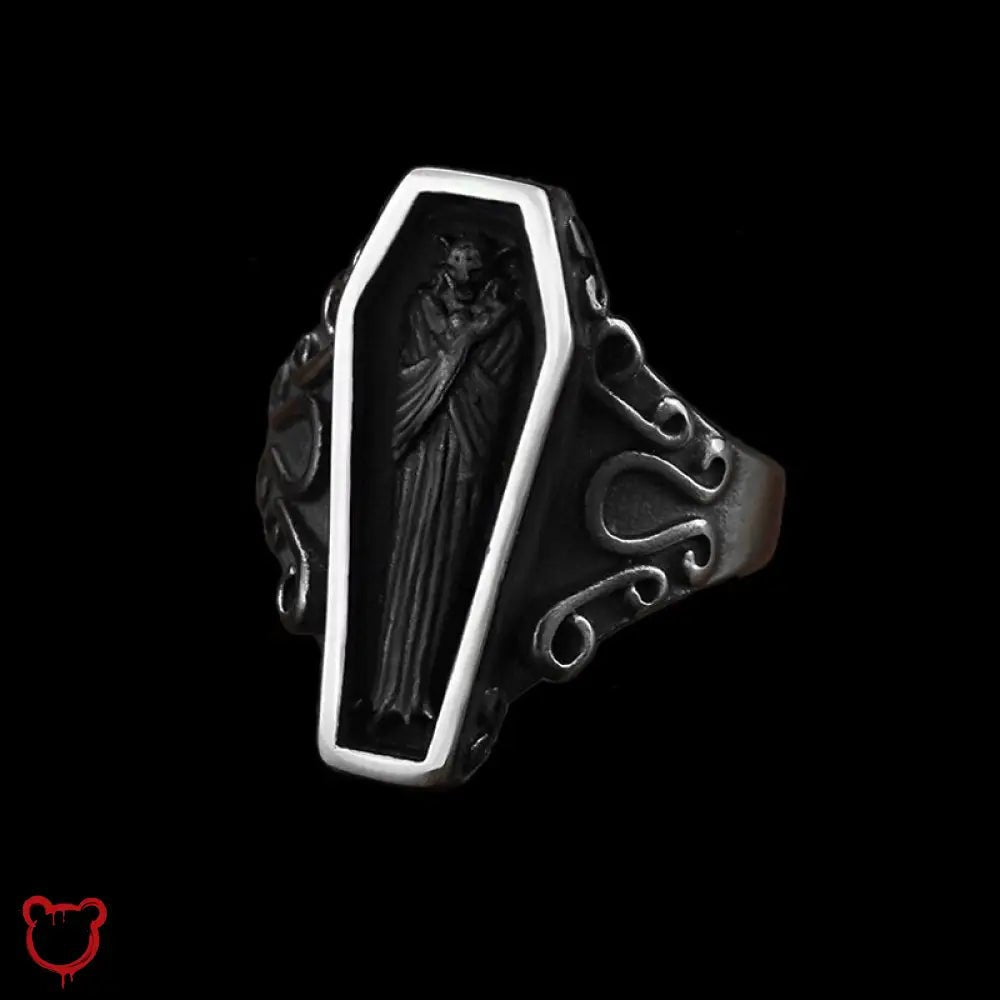 Black Steel Coffin Ring - The Cursed Closet