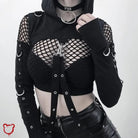 Black Strapped Hooded Top - The Cursed Closet