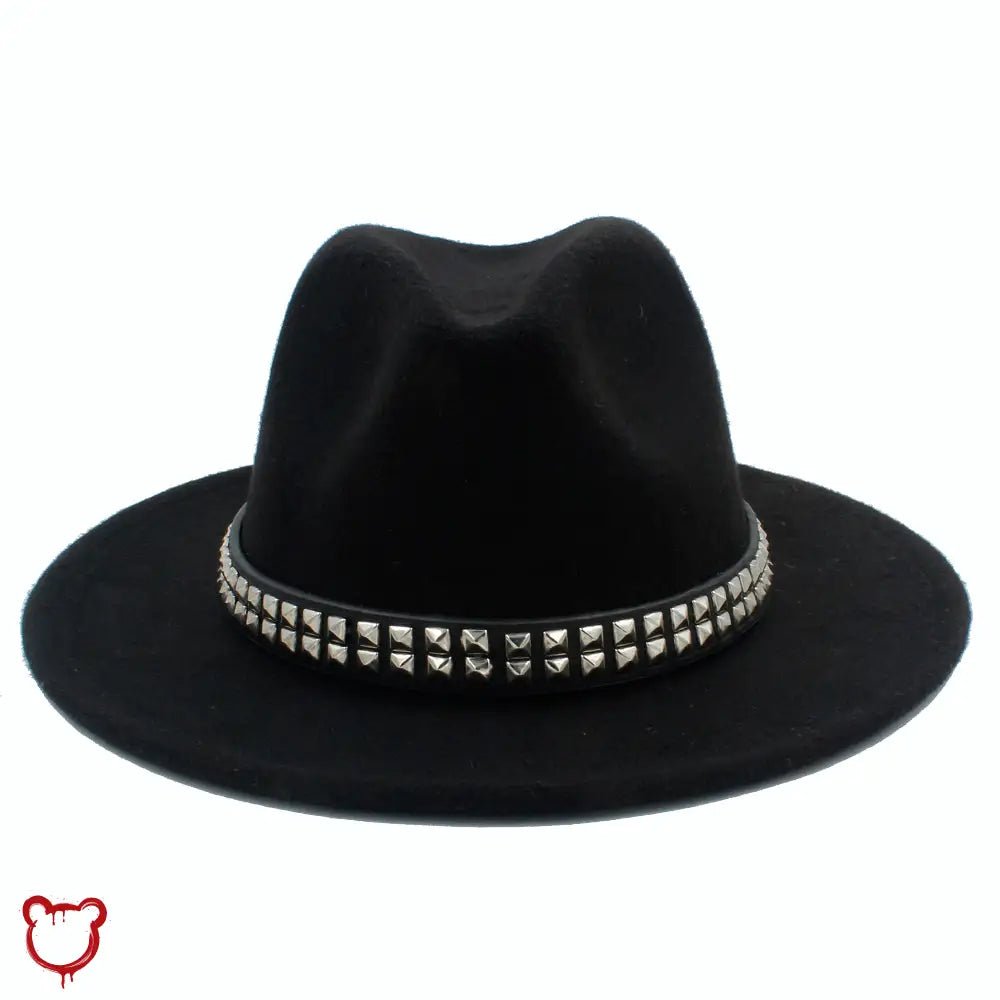 "Black Stud Fedora Hat" - The Cursed Closet