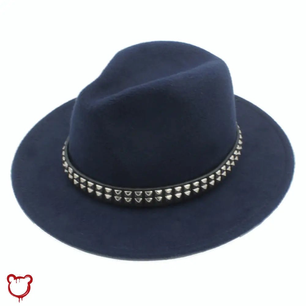 "Black Stud Fedora Hat" - The Cursed Closet
