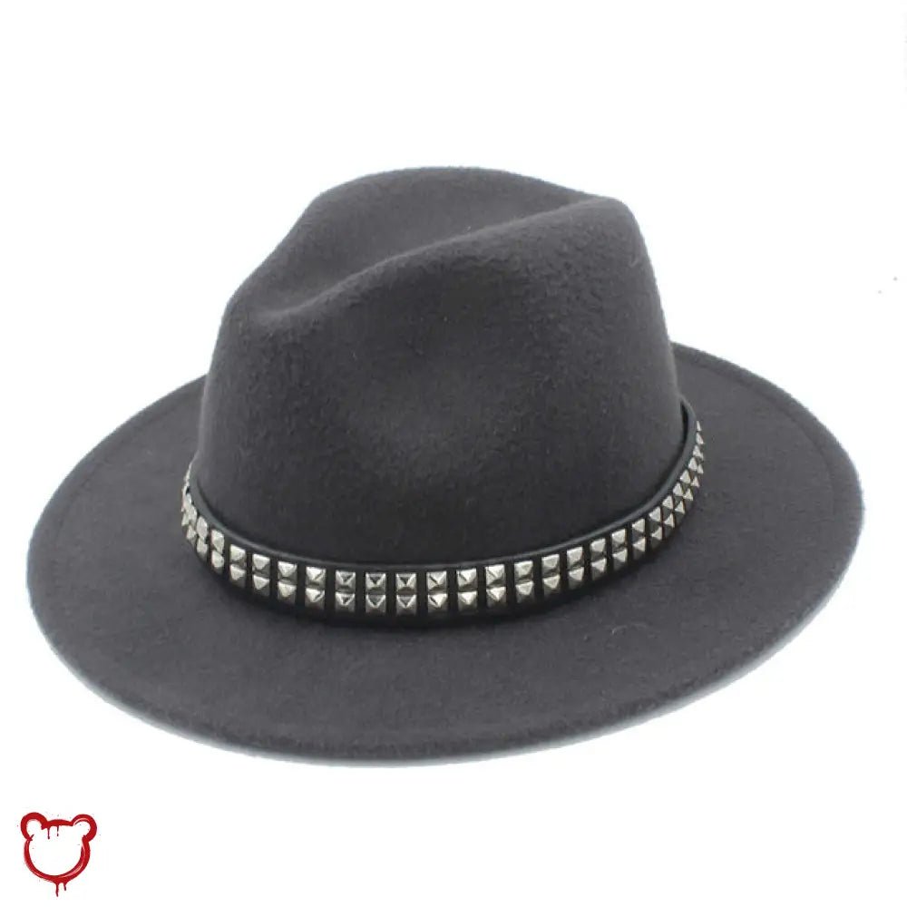"Black Stud Fedora Hat" - The Cursed Closet