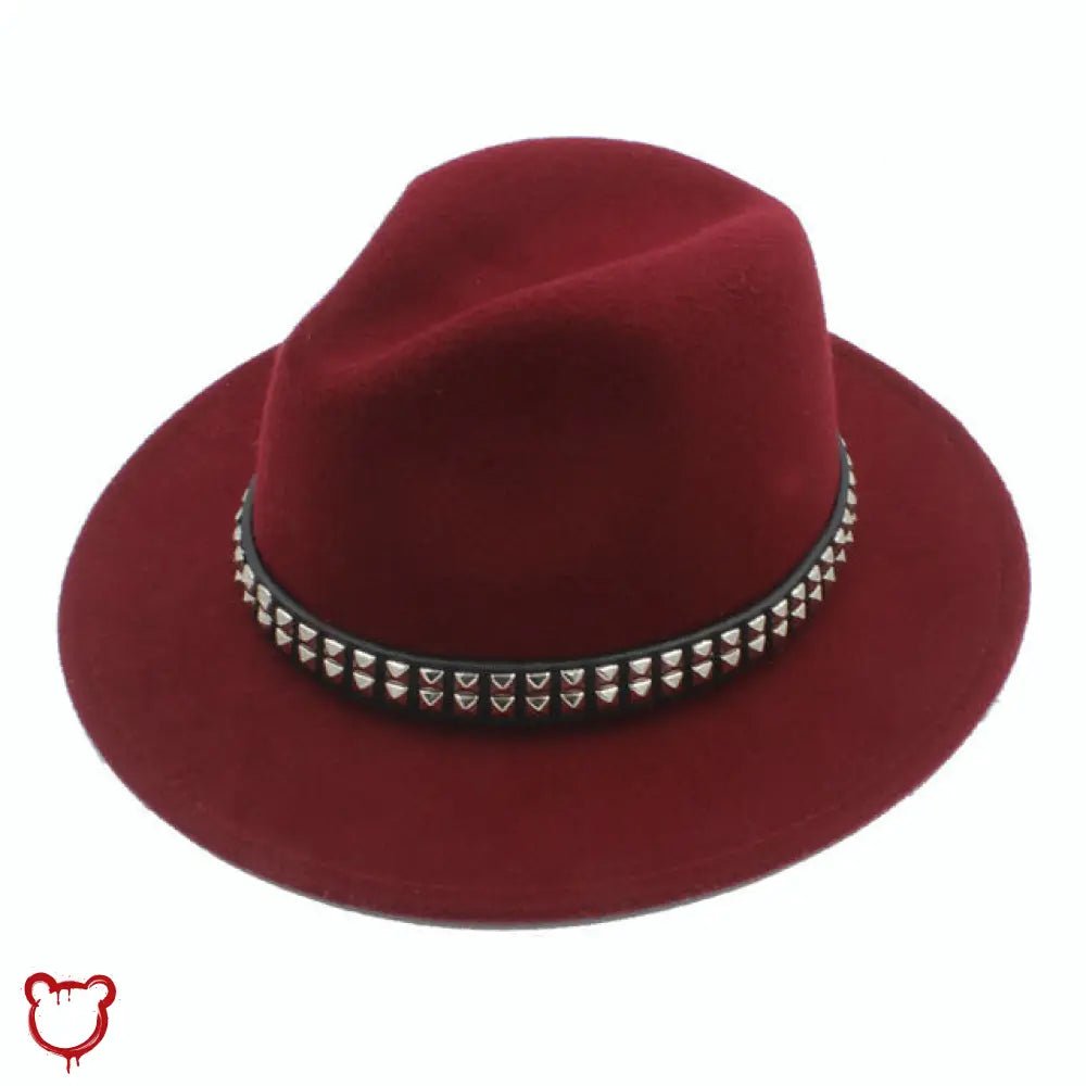 "Black Stud Fedora Hat" - The Cursed Closet
