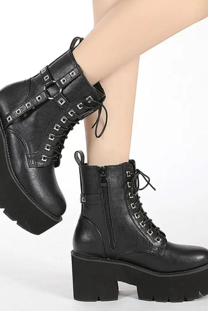Black Studded Goth Boots
