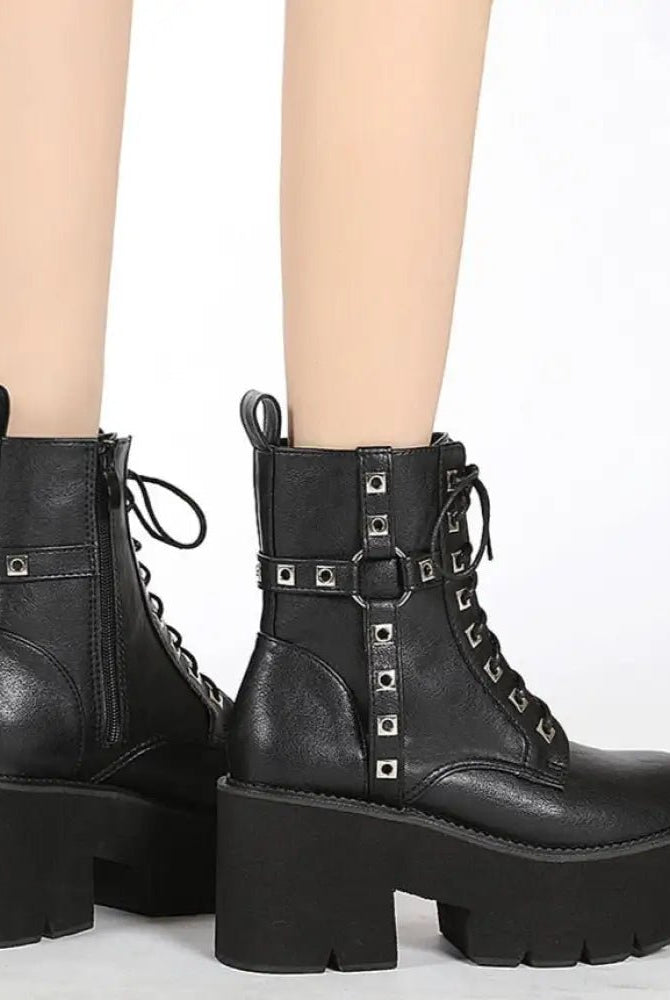 Black Studded Goth Boots