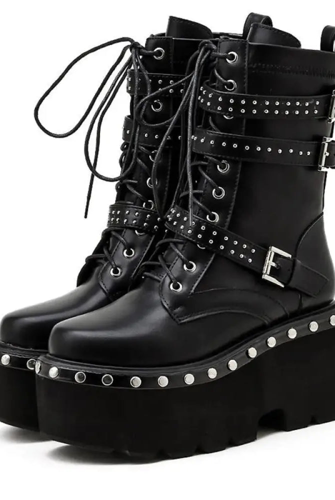 Black Studded Goth Boots