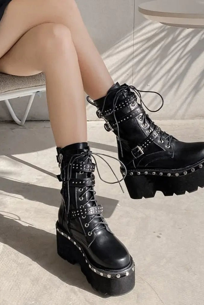Black Studded Goth Boots