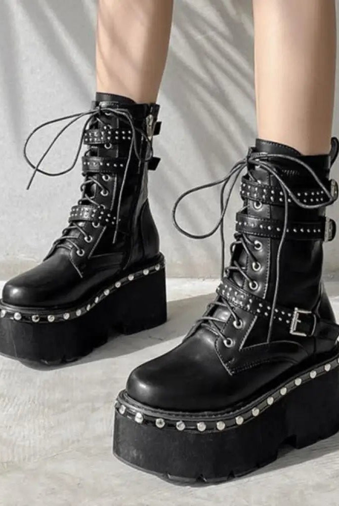 Black Studded Goth Boots