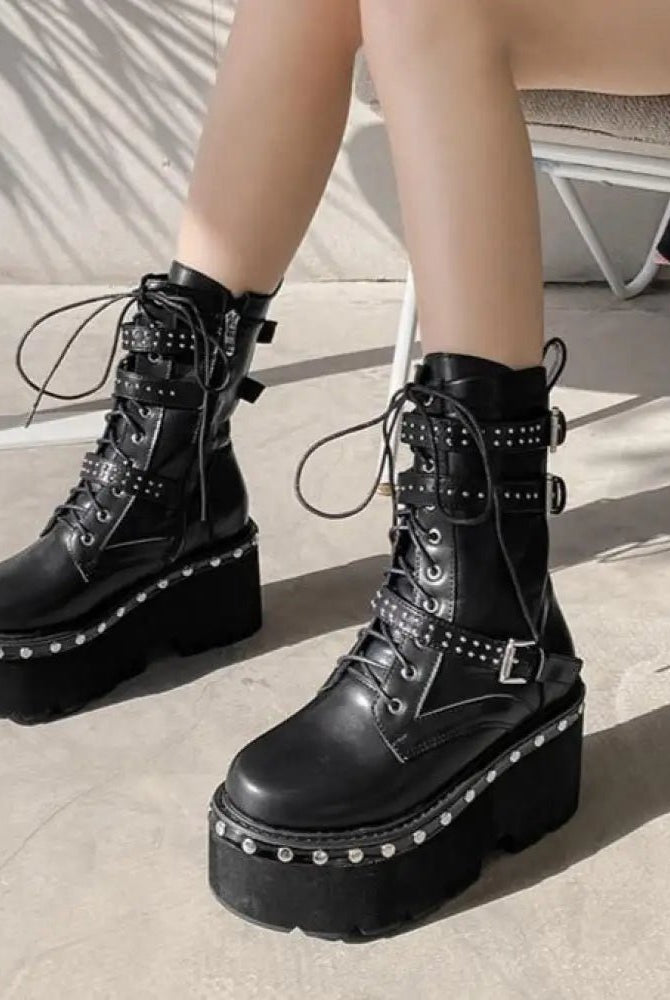 Black Studded Goth Boots