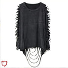 Black Torn Grunge Long Sleeve Top - The Cursed Closet