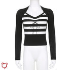Black & White Lace - up Top - The Cursed Closet