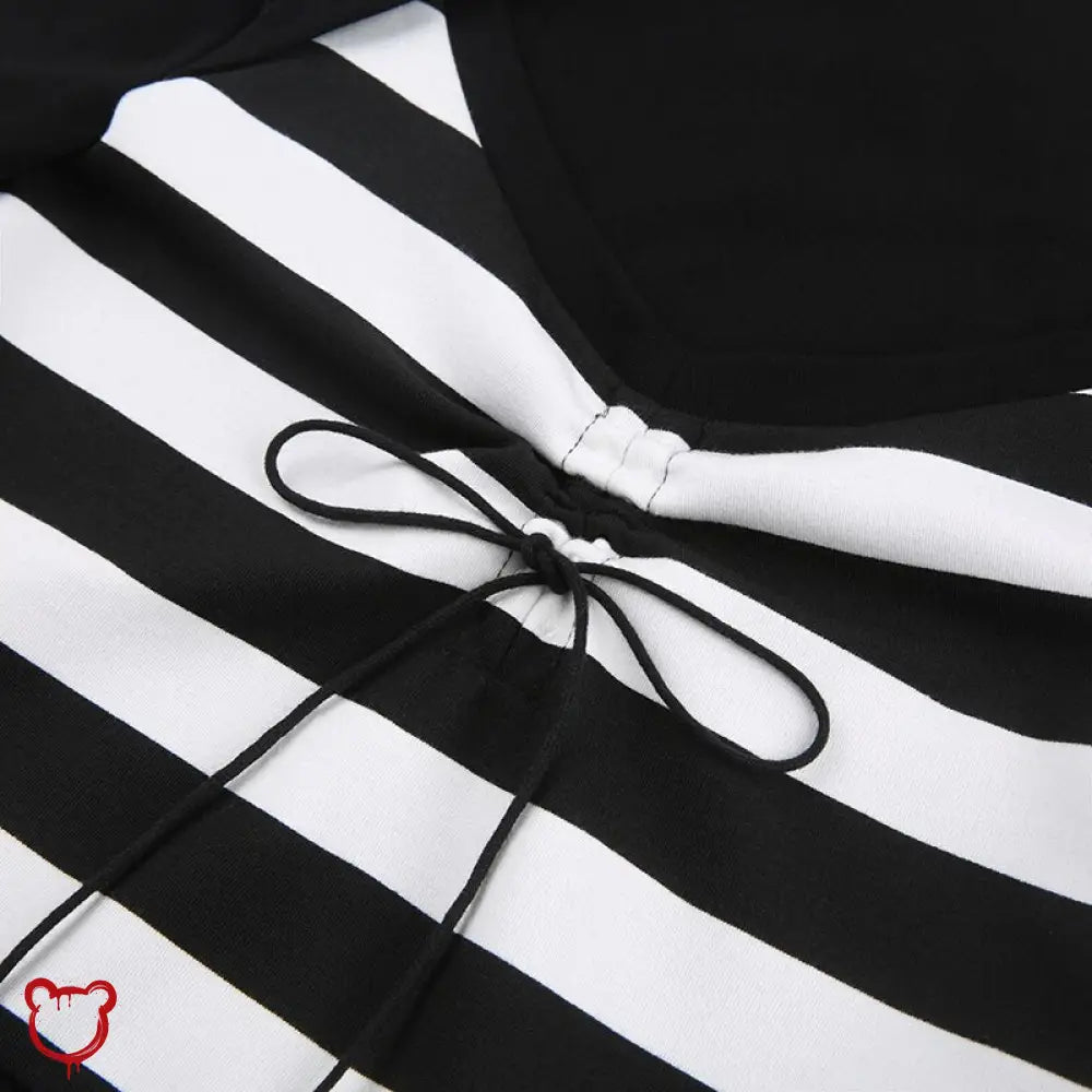 Black & White Lace - up Top - The Cursed Closet