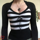 Black & White Lace - up Top - The Cursed Closet