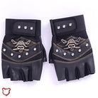 Black/Blue Studded Leather Gloves - The Cursed Closet