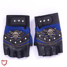 Black/Blue Studded Leather Gloves - The Cursed Closet