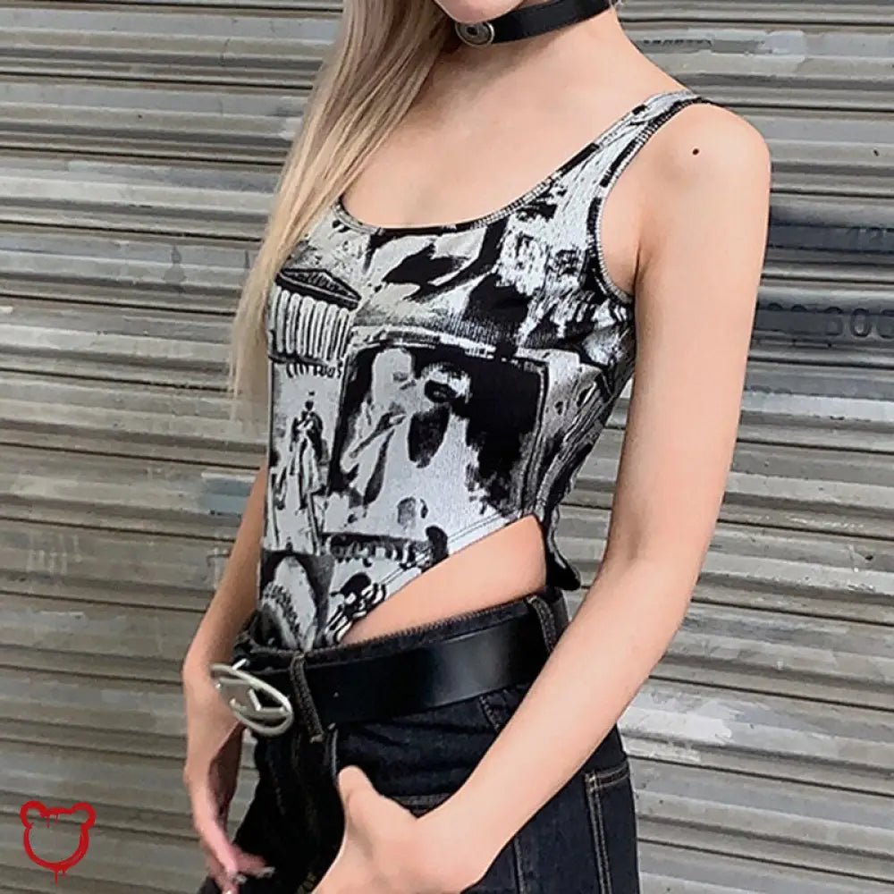 Black/White Tie Dye Bodysuit - The Cursed Closet