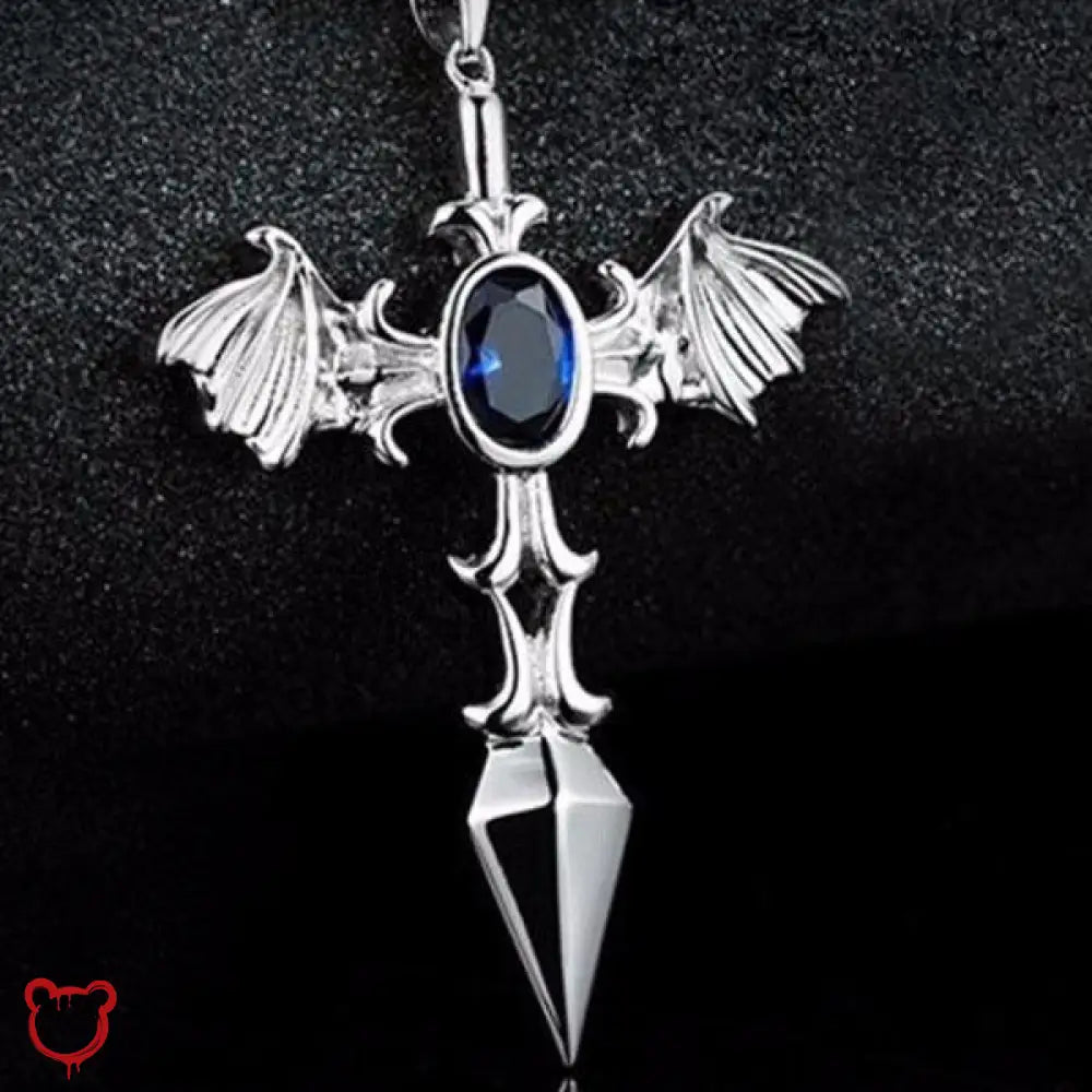 Blue Cross Stone Pendant - The Cursed Closet