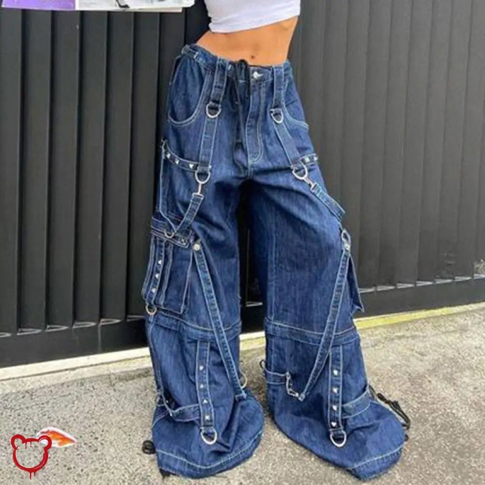 Blue High Waisted Grunge Denim Jeans - The Cursed Closet