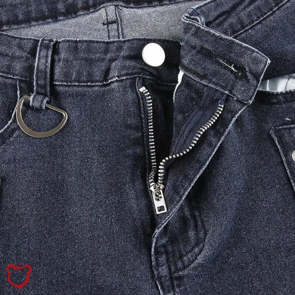 Blue lace - up denim alternative jeans - The Cursed Closet