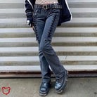 Blue lace - up denim alternative jeans - The Cursed Closet