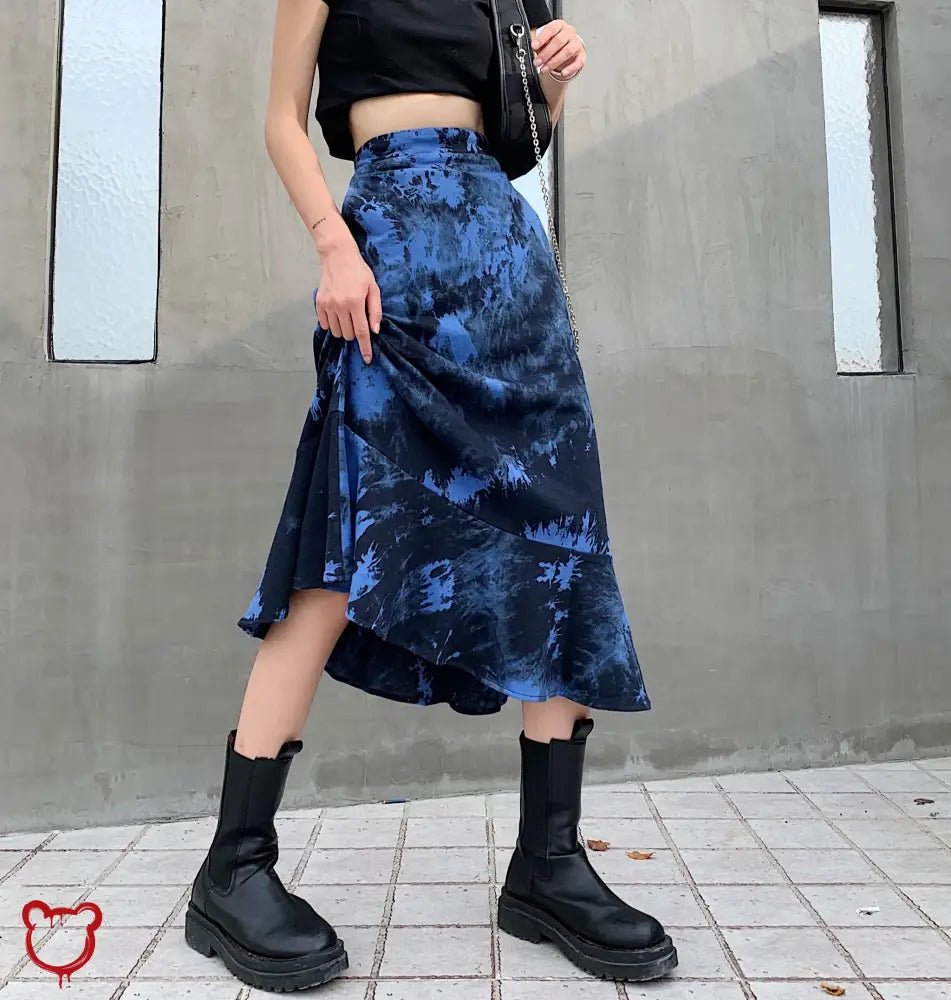 Blue Tie Dye Skirt - The Cursed Closet