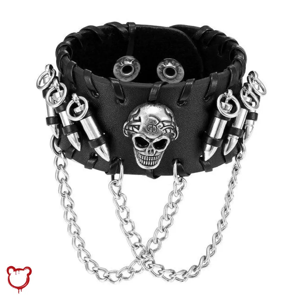 Bullet Wrist Band with Black Skull - The Cursed Closet