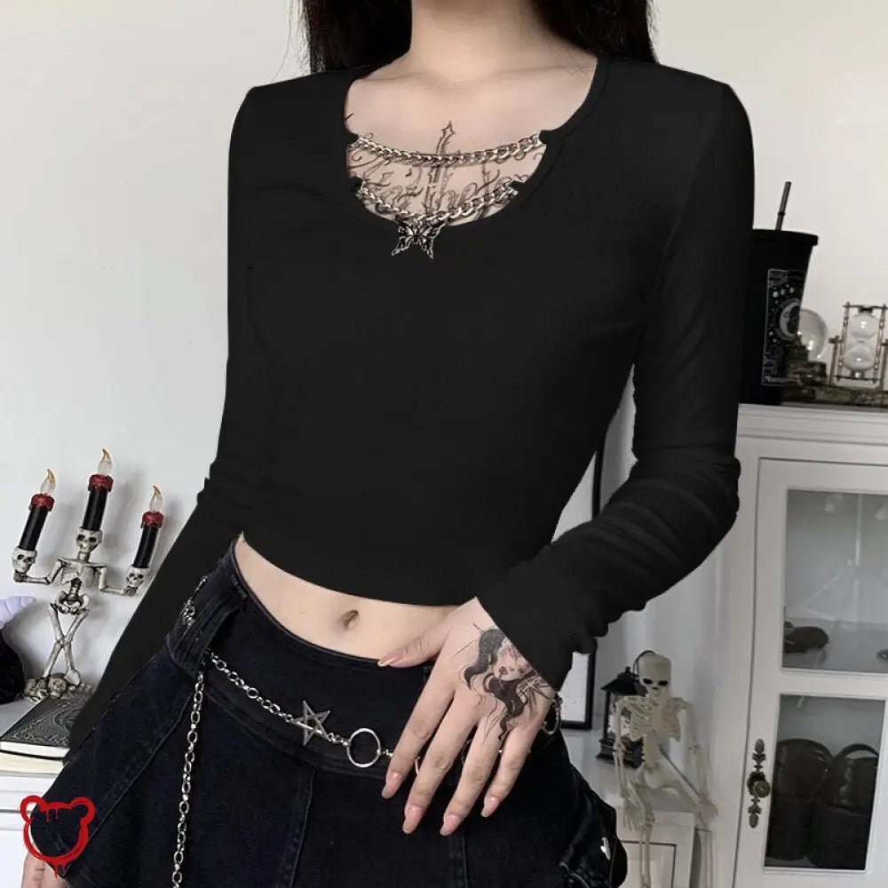 Butterfly Chain Long Sleeve Shirt - The Cursed Closet
