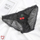 Cherry Embroidered Black Panties / M 1Pc Clothing