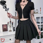 Crimson Goth Zipper V - Neck Top - The Cursed Closet