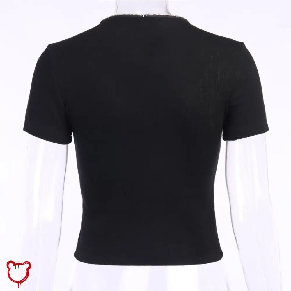 Crimson Goth Zipper V - Neck Top - The Cursed Closet