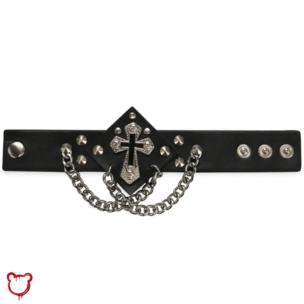 Cross Chain Bracelet - Black - The Cursed Closet