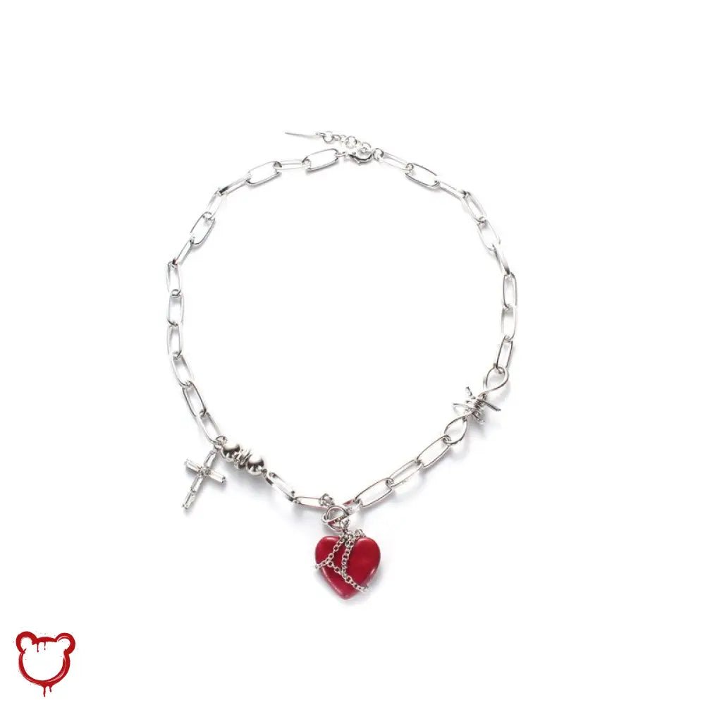 "Cross Necklace: Red Heart Design" - The Cursed Closet