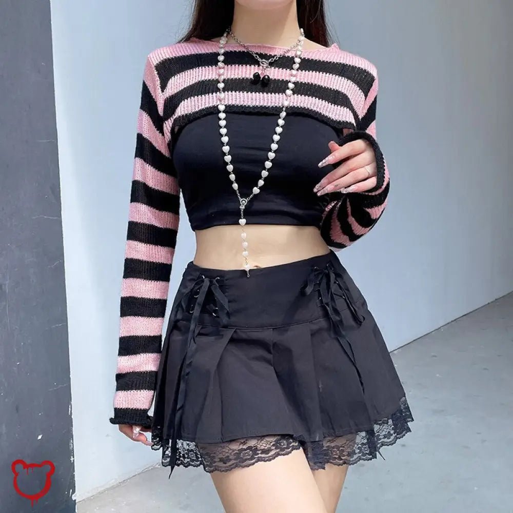 Cute Pink and Black Knit Top - The Cursed Closet